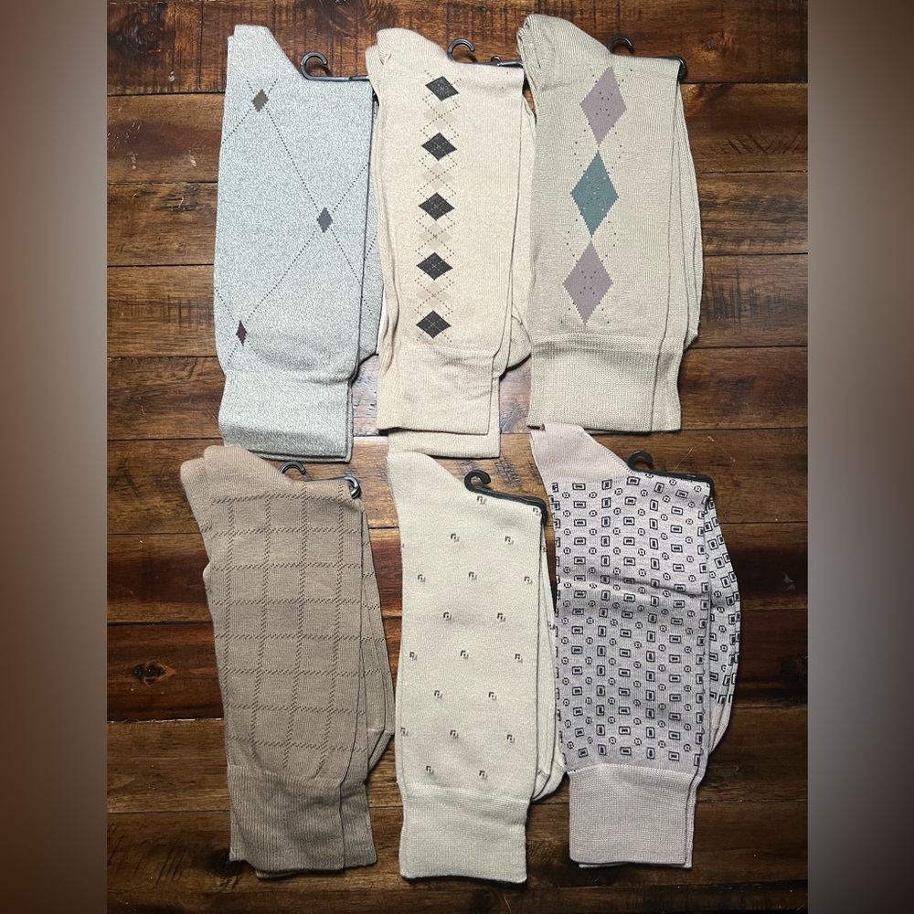 LOT 6 Mens Dress Socks Khaki Tan Size 10-13
